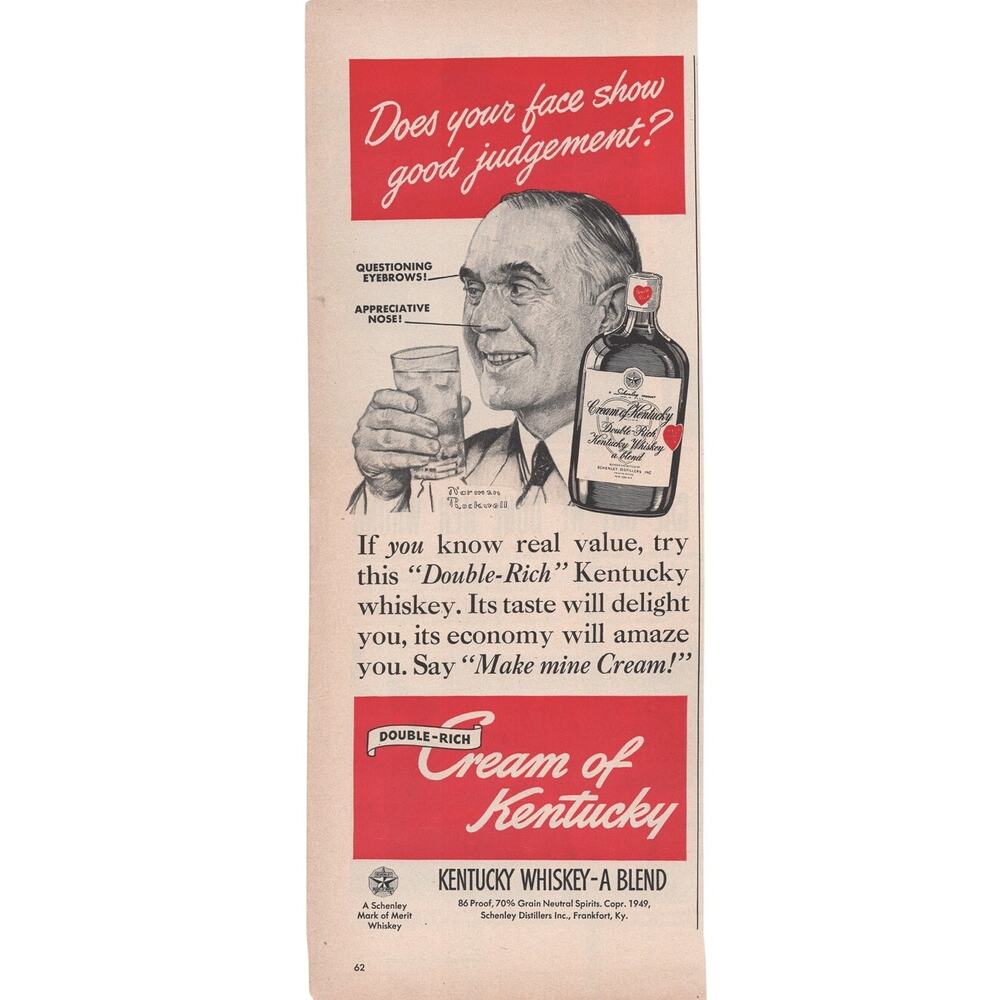 Cream of Kentucky Whiskey Advertisement 1949 Vtg Norman Rockwell Whiskey a Blend